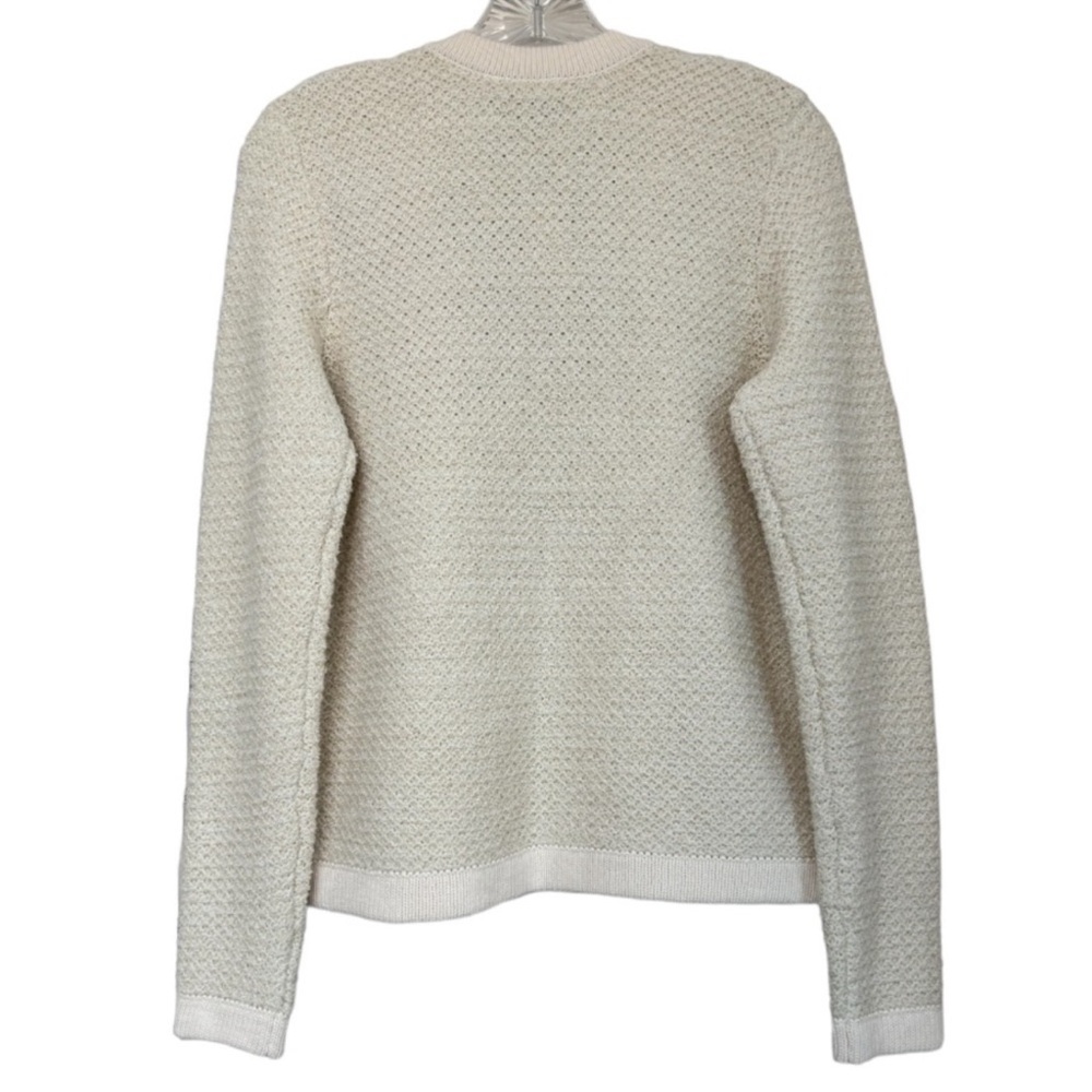 Textured Tweed Open Sweater Knit Jacket Neutral Cream Beige Tan LOFT Size Small - Picture 11 of 13